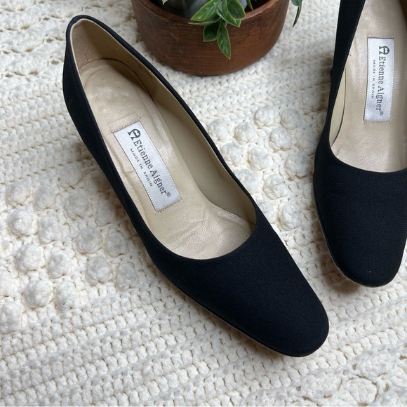 ETIENNE AIGNER Vintage Women’s Dreamer Heel Pumps Black Leather 7 - Picture 3 of 13